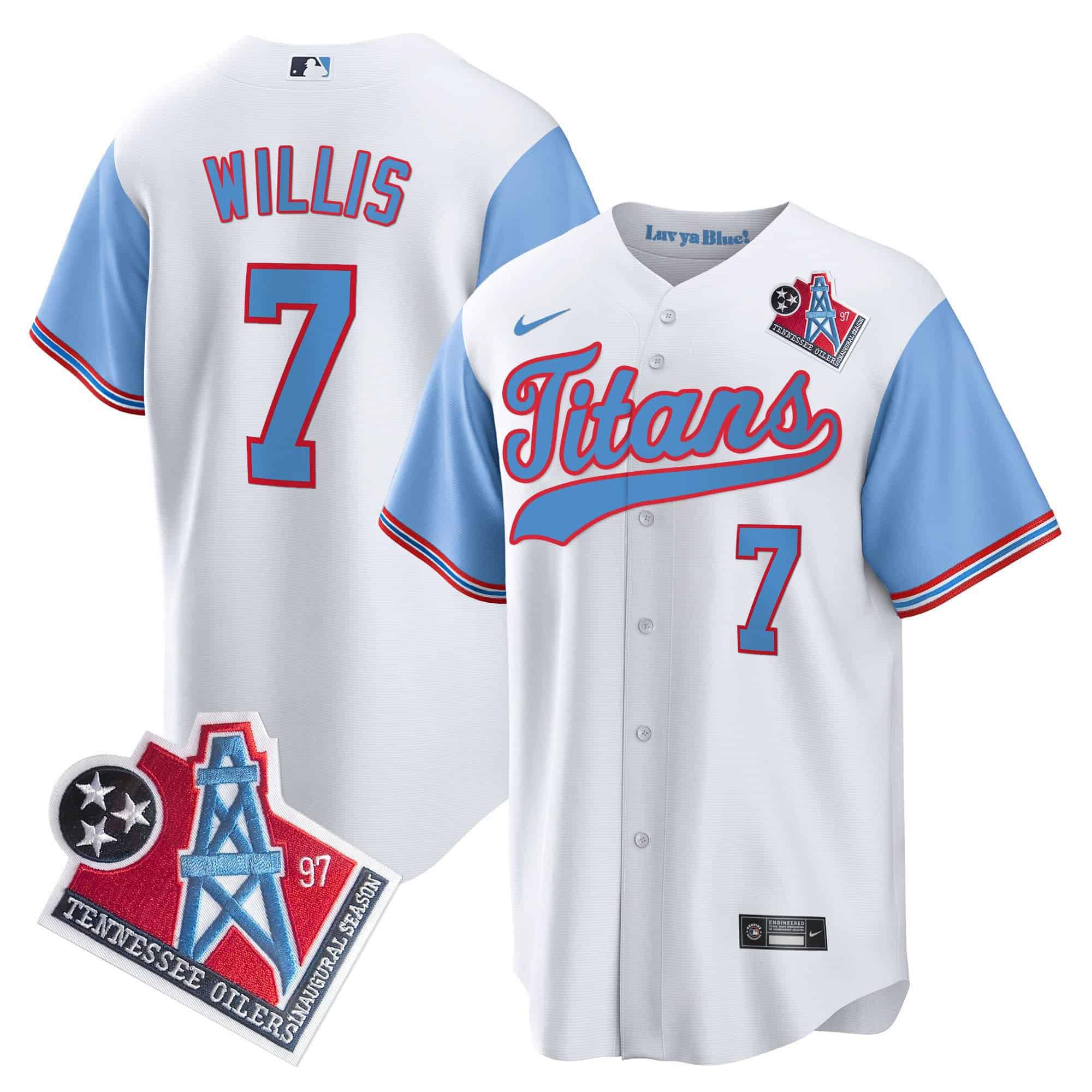 Men Tennessee Titans #7 Willis White Nike 1997 Throwback Limited Cool Base NFL Jersey style 1